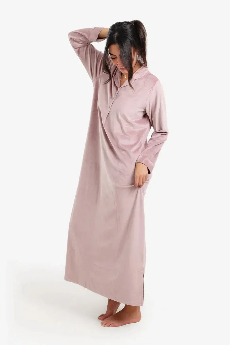 Carina - Notch Collar Velvet Nightgown 23