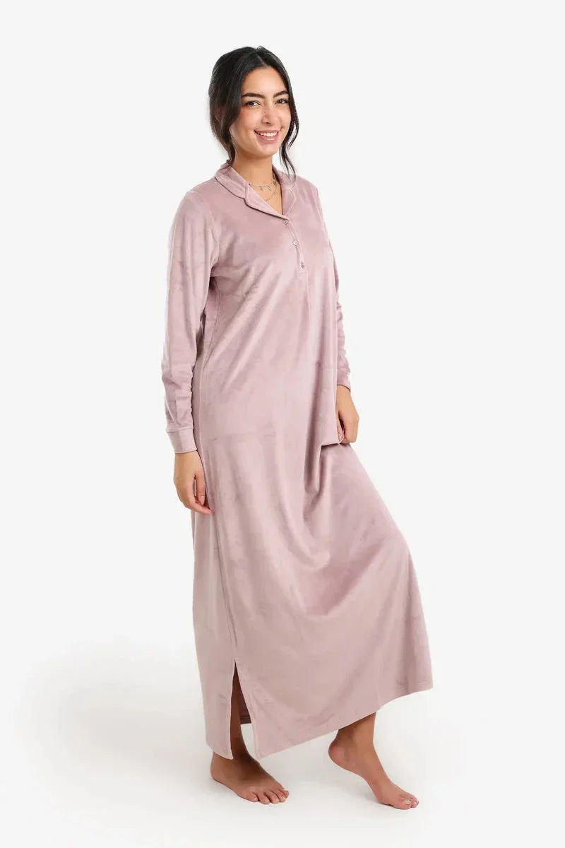 Carina - Notch Collar Velvet Nightgown 22