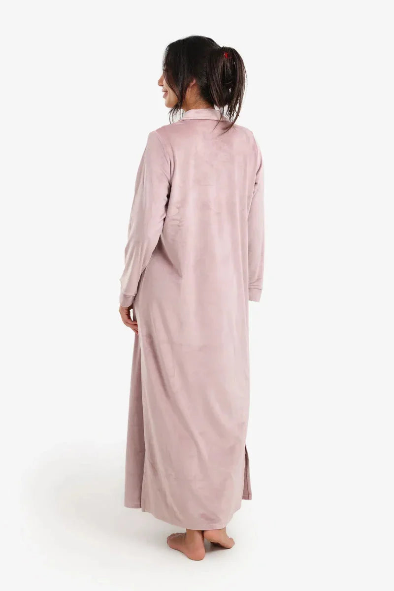 Carina - Notch Collar Velvet Nightgown 27