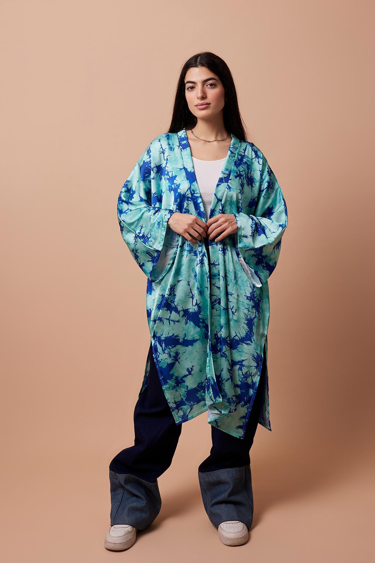 Viva - Aqua Satin Kimono 4