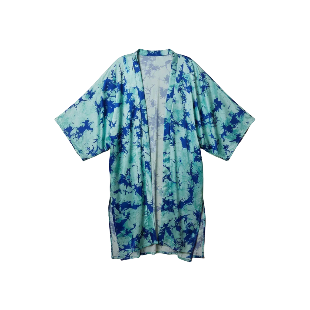 Viva - Aqua Satin Kimono 1