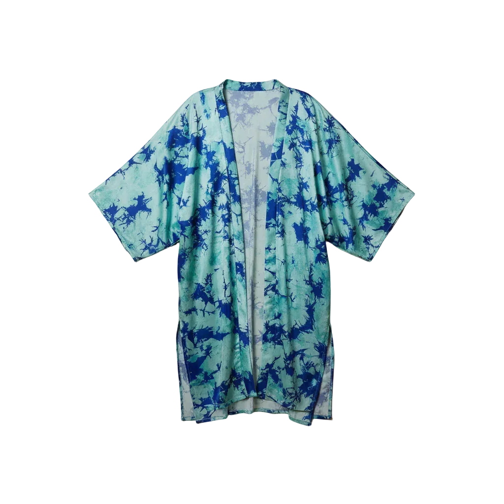 Aqua Satin Kimono - Viva - Babazzaro