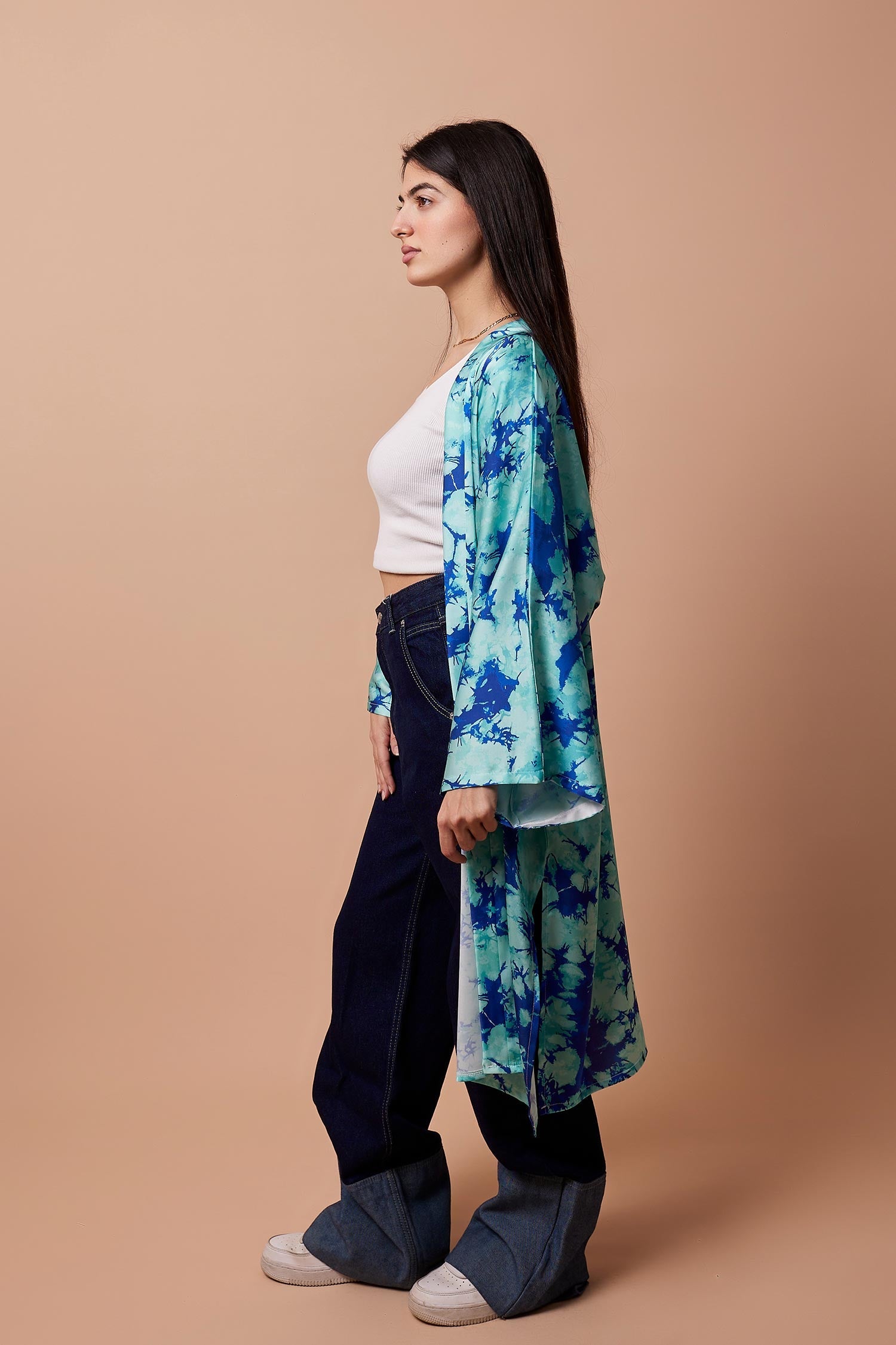 Viva - Aqua Satin Kimono 3