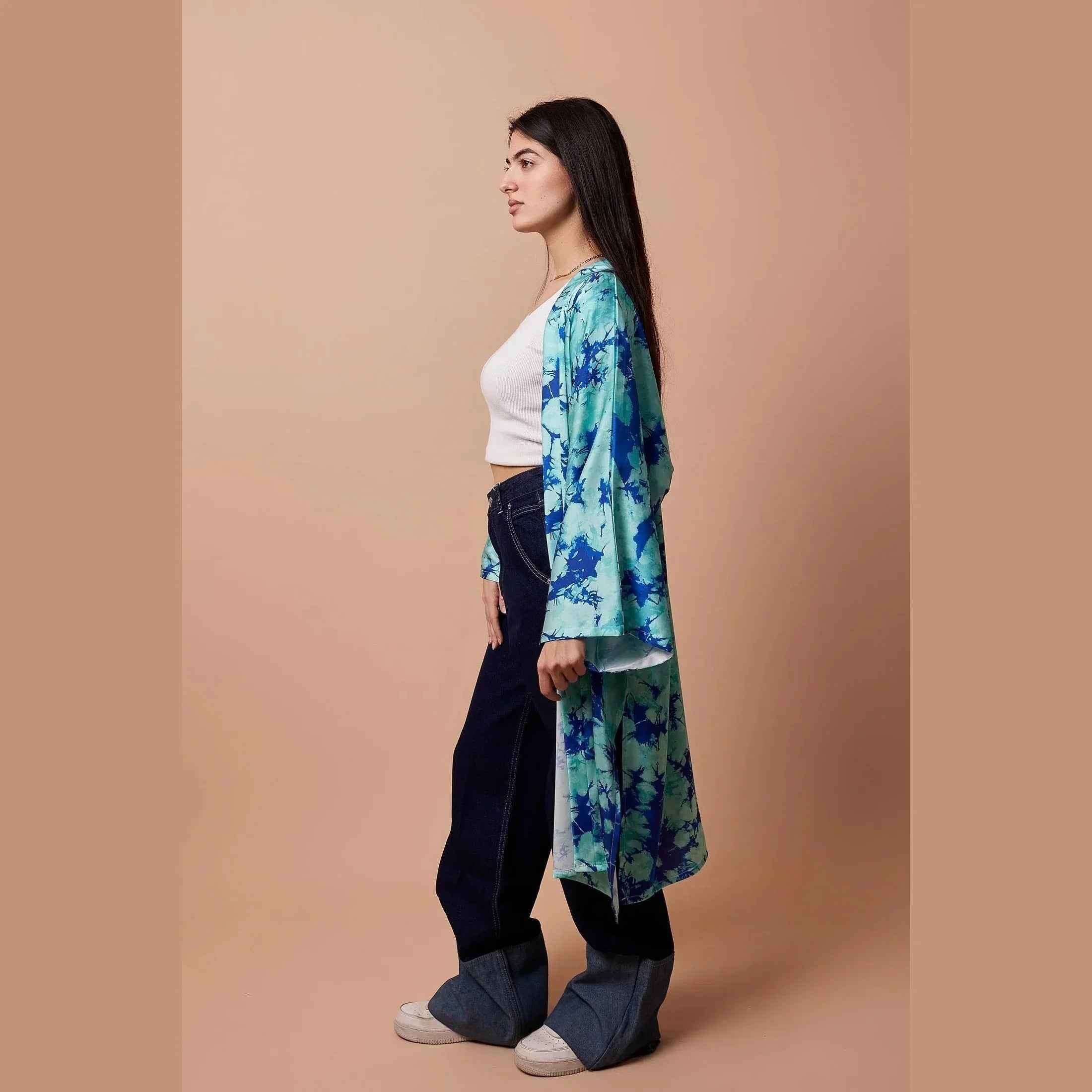 Aqua Satin Kimono - Viva - Babazzaro