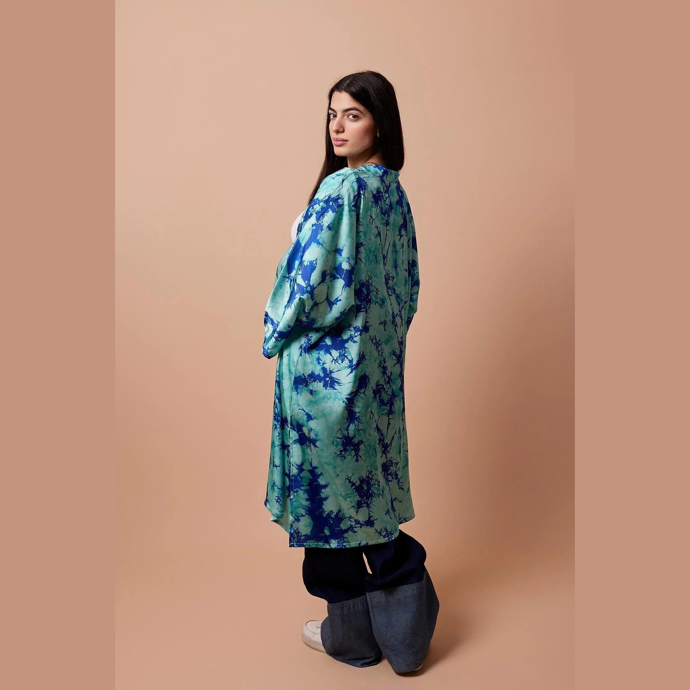 Viva - Aqua Satin Kimono 3