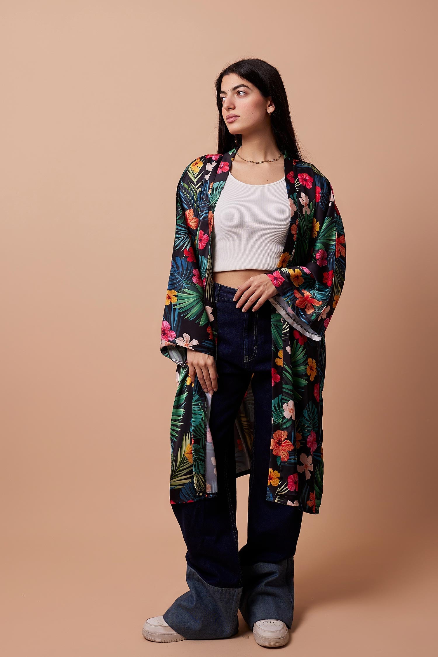 Viva - Floral Print Satin Kimono 4