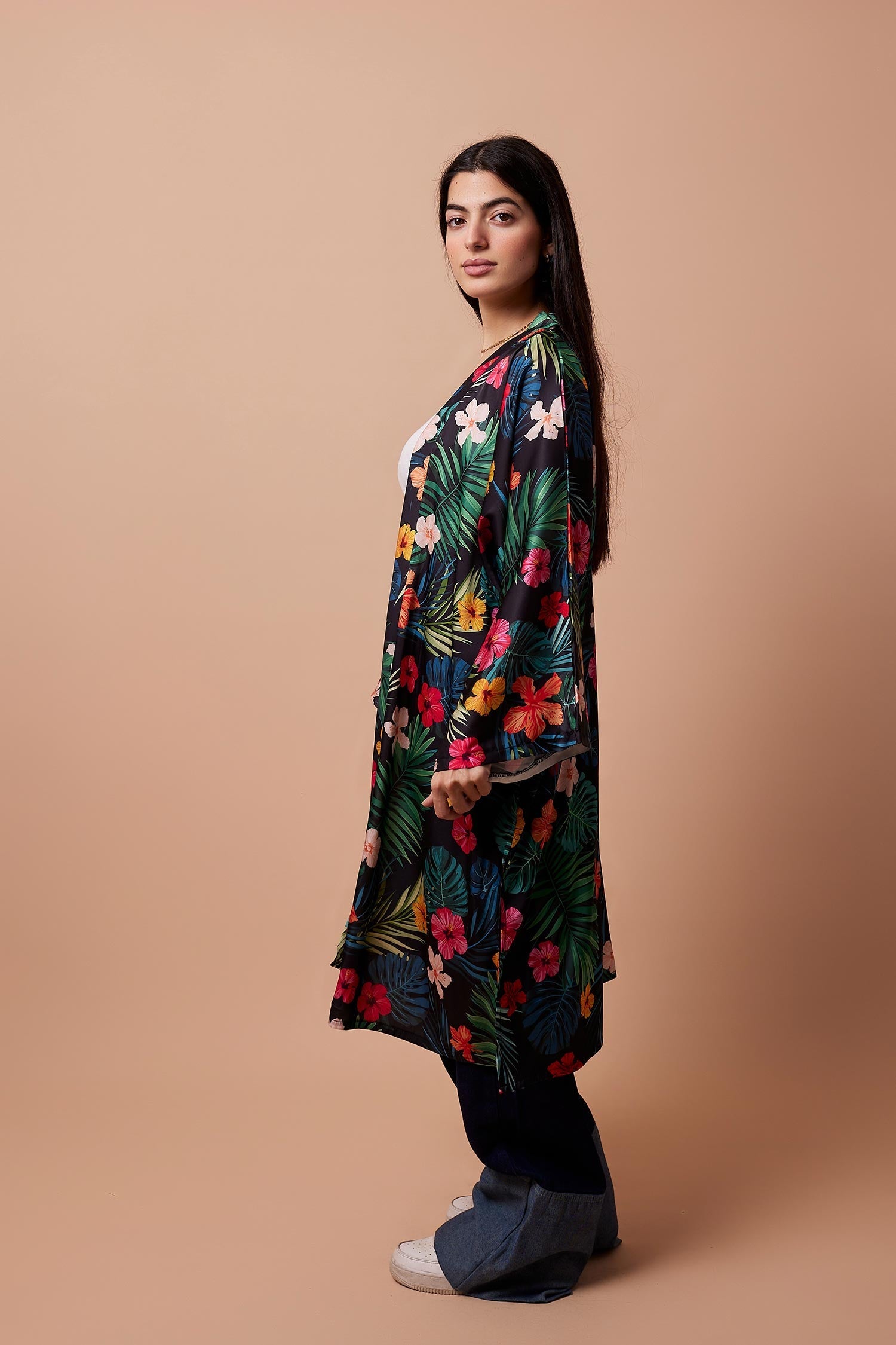 Viva - Floral Print Satin Kimono 3