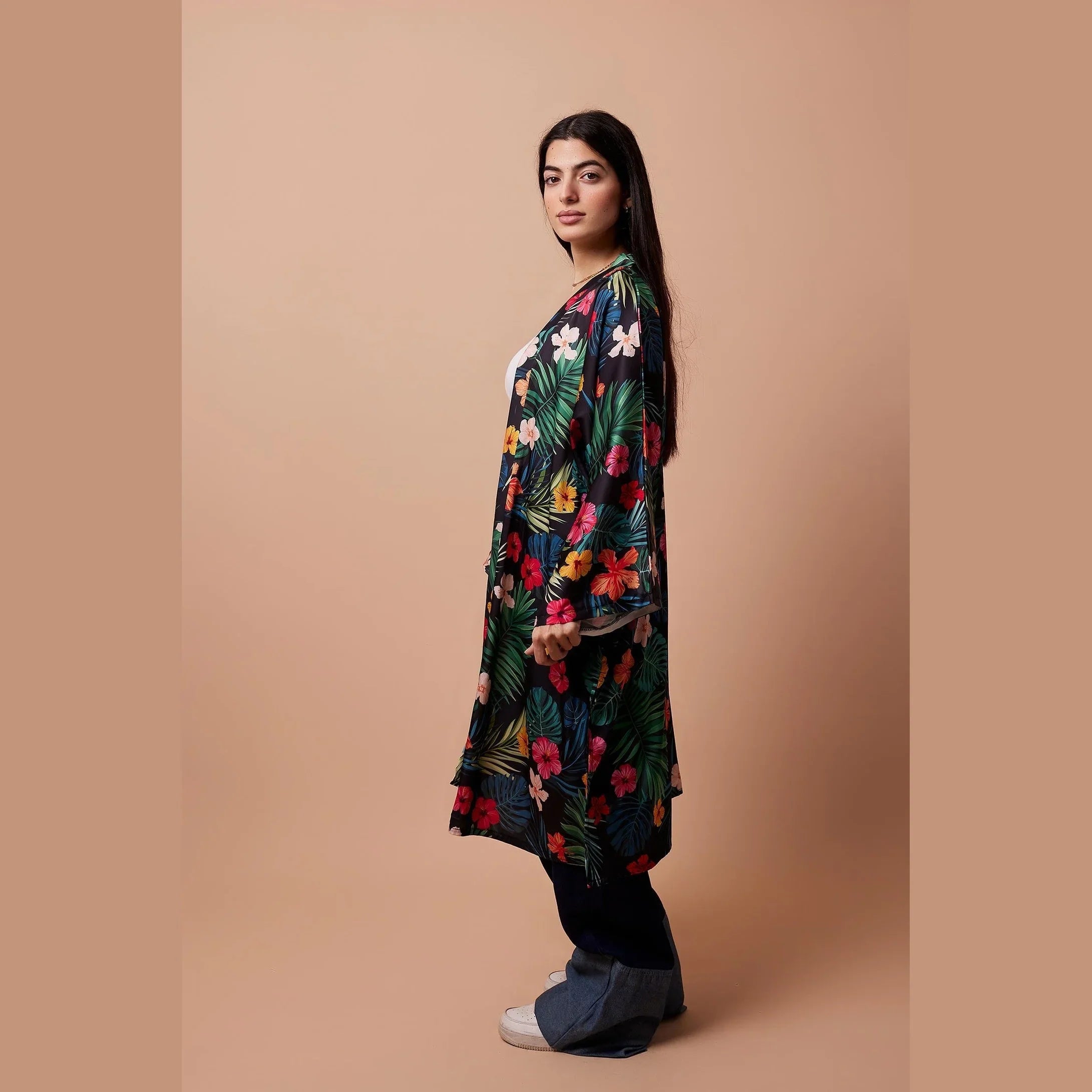Viva - Floral Print Satin Kimono 4