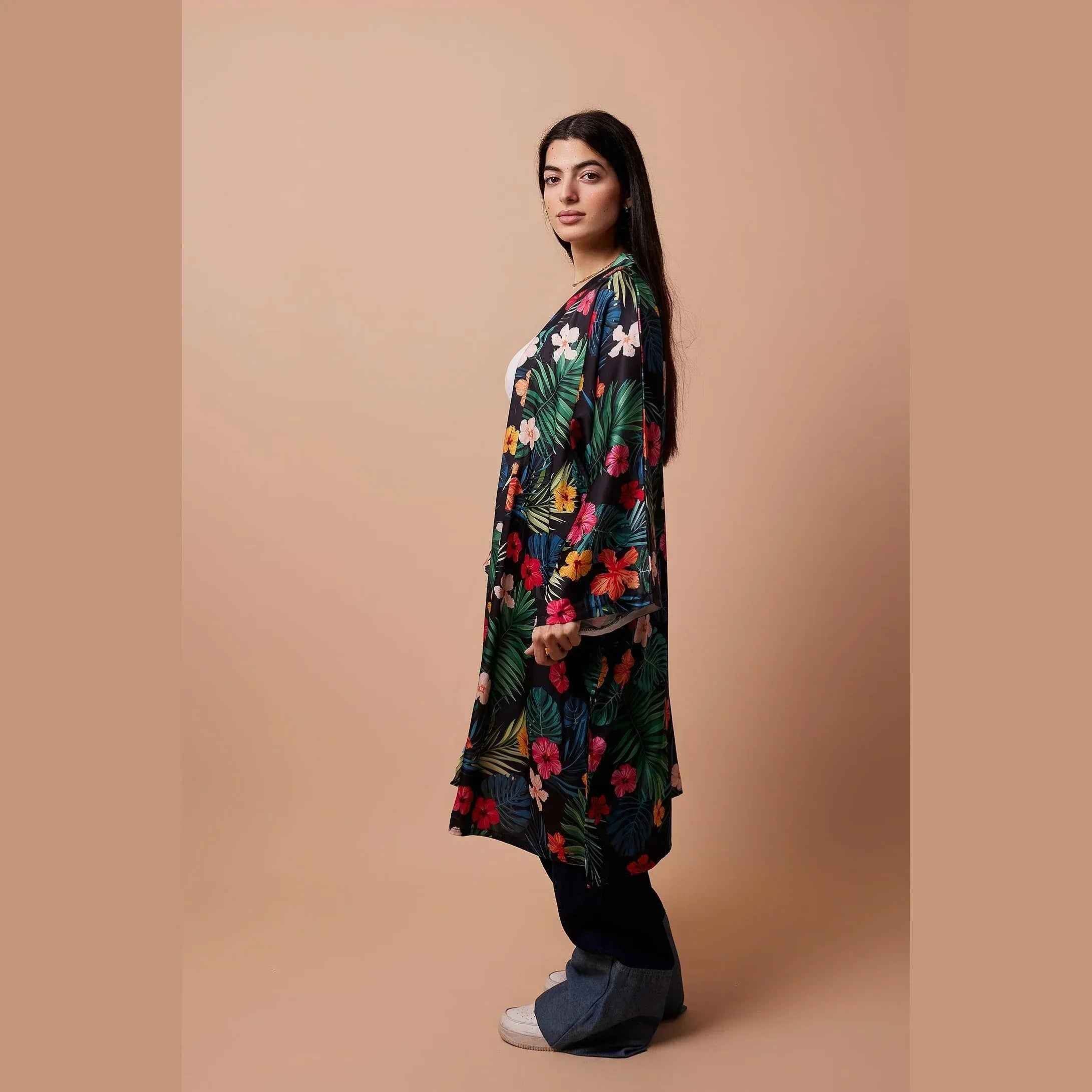 Floral Print Satin Kimono - Viva - Babazzaro