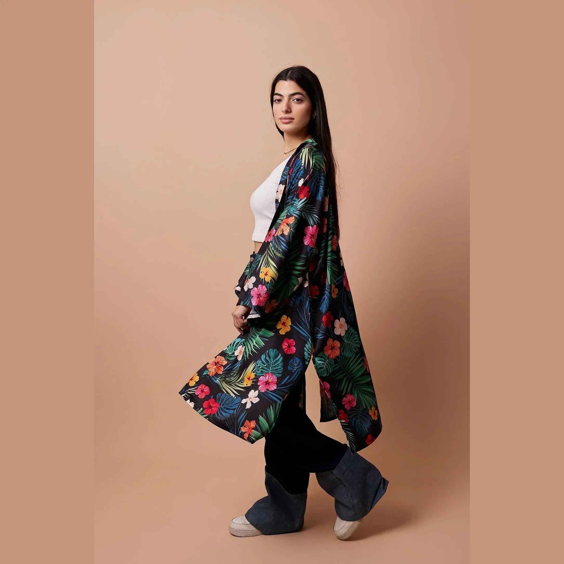 Floral Print Satin Kimono - Viva - Babazzaro