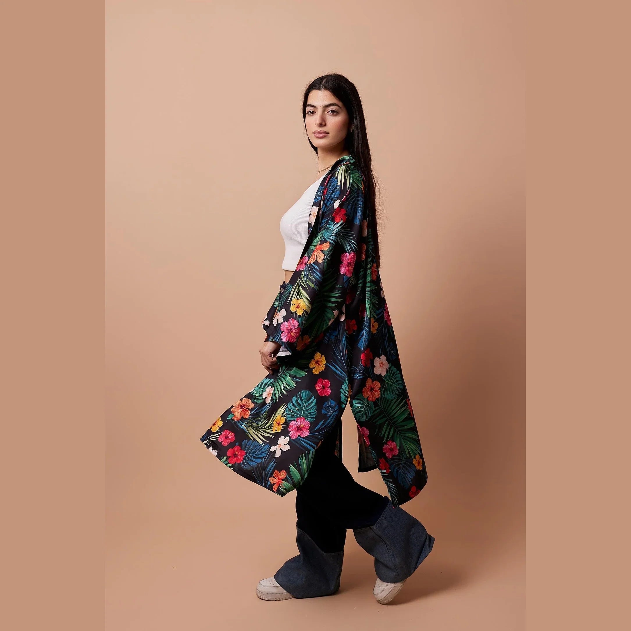 Viva - Floral Print Satin Kimono 3