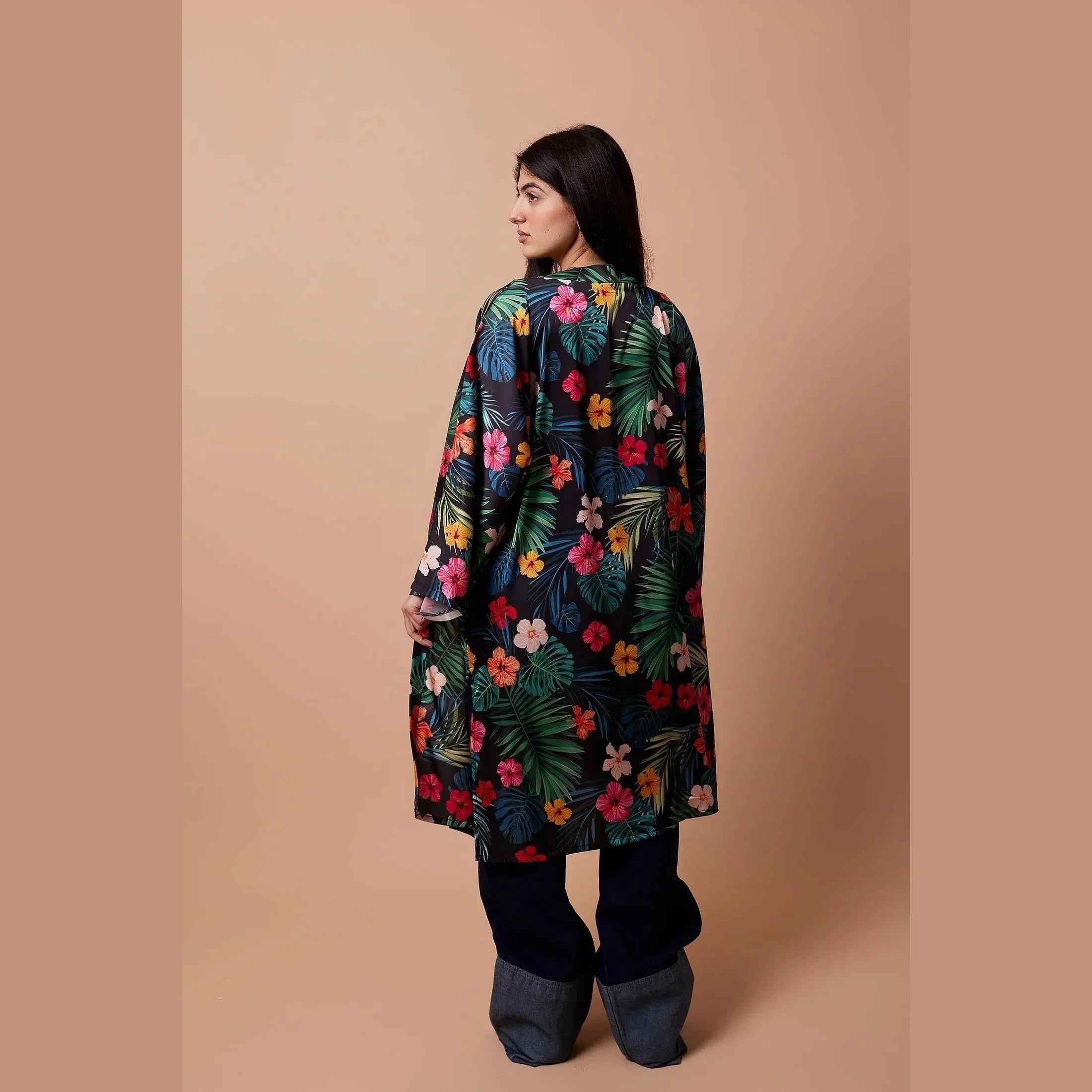 Floral Print Satin Kimono - Viva - Babazzaro