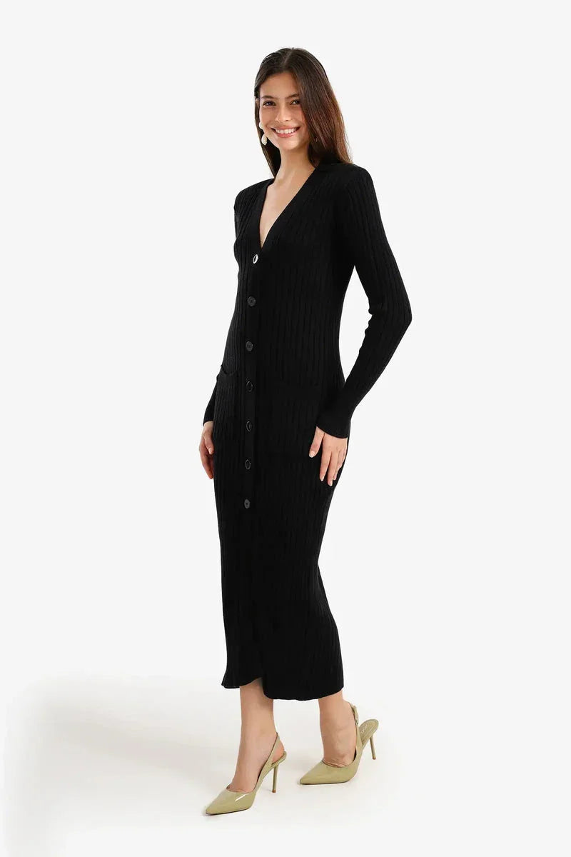 Carina - Ribbed Button-Up Midi Dress 3