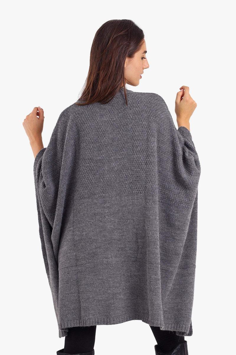 Asymmetrical Buttoned Poncho - Carina 11