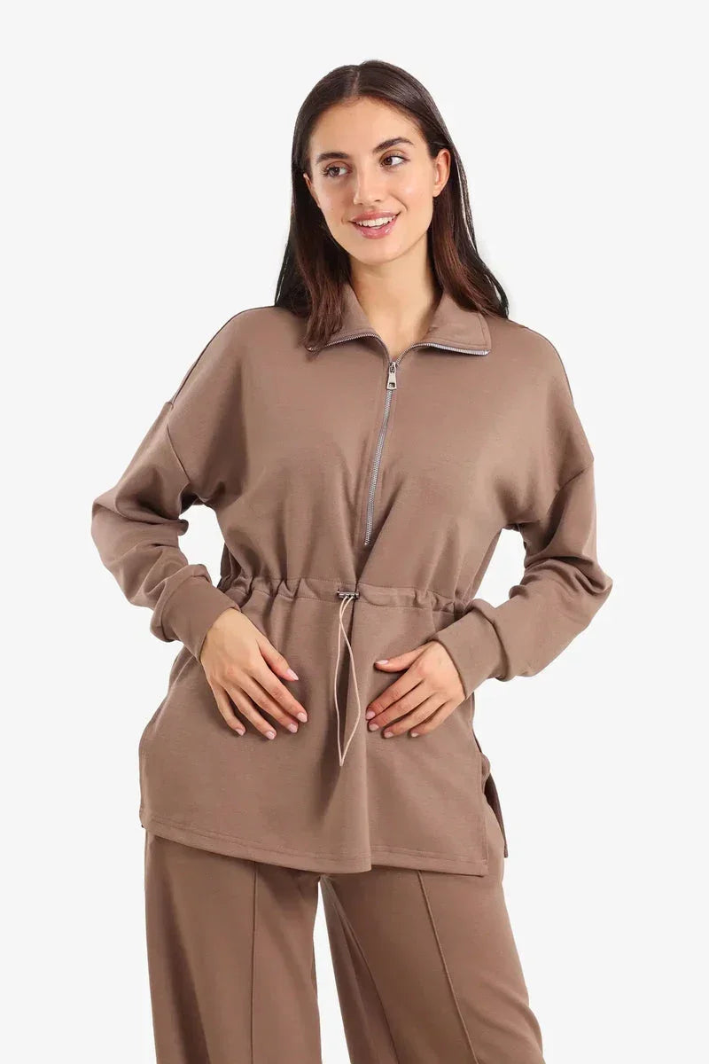 Half Zip-Up Lounge Sweatshirt - Carina 2