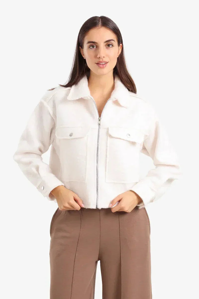 Carina - Cropped Fleece Zip-Up Jacket 1