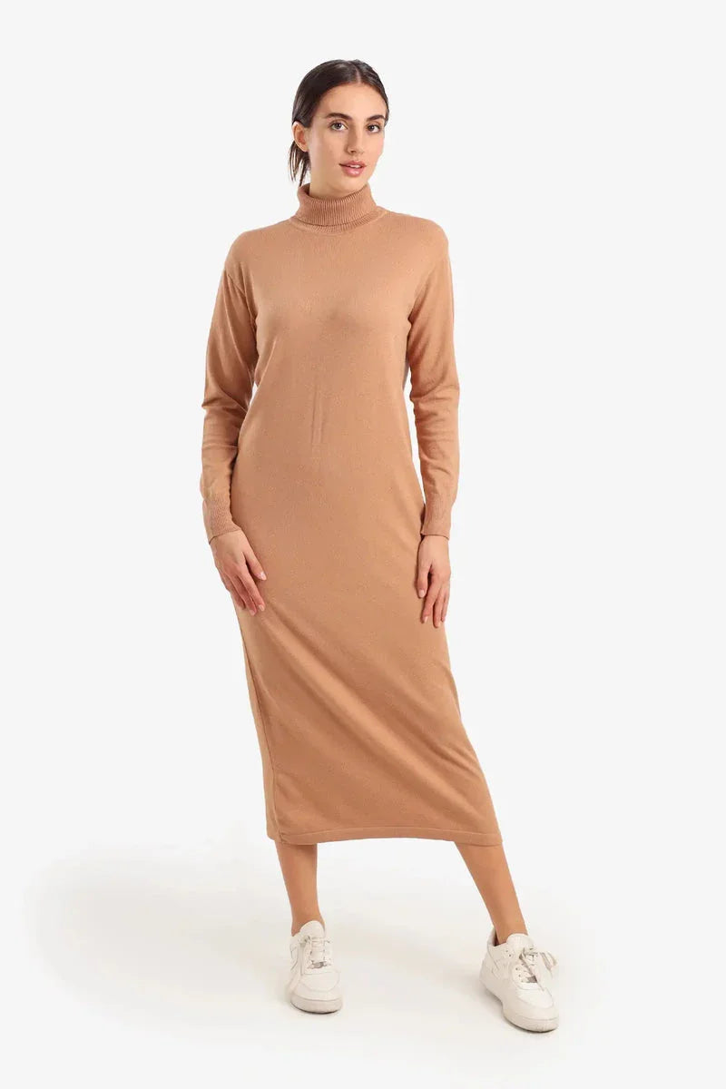 Carina - Knit Turtle Neck Midi Dress 2