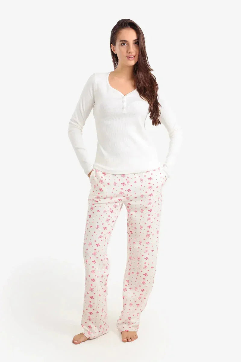 Carina - Henley Neck Printed Pyjama Set 1