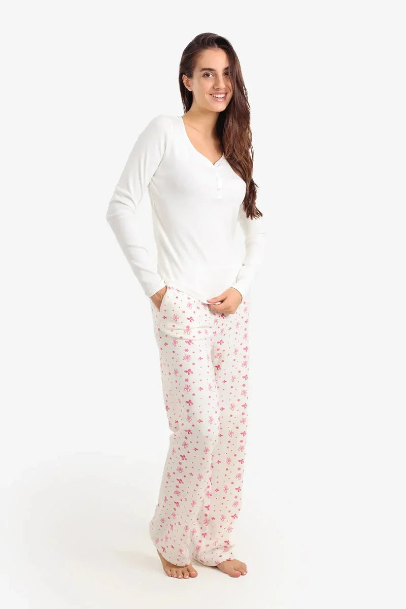 Carina - Henley Neck Printed Pyjama Set 2