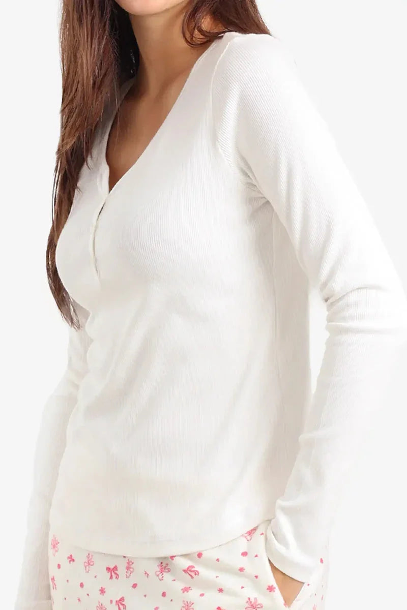 Carina - Henley Neck Printed Pyjama Set 5