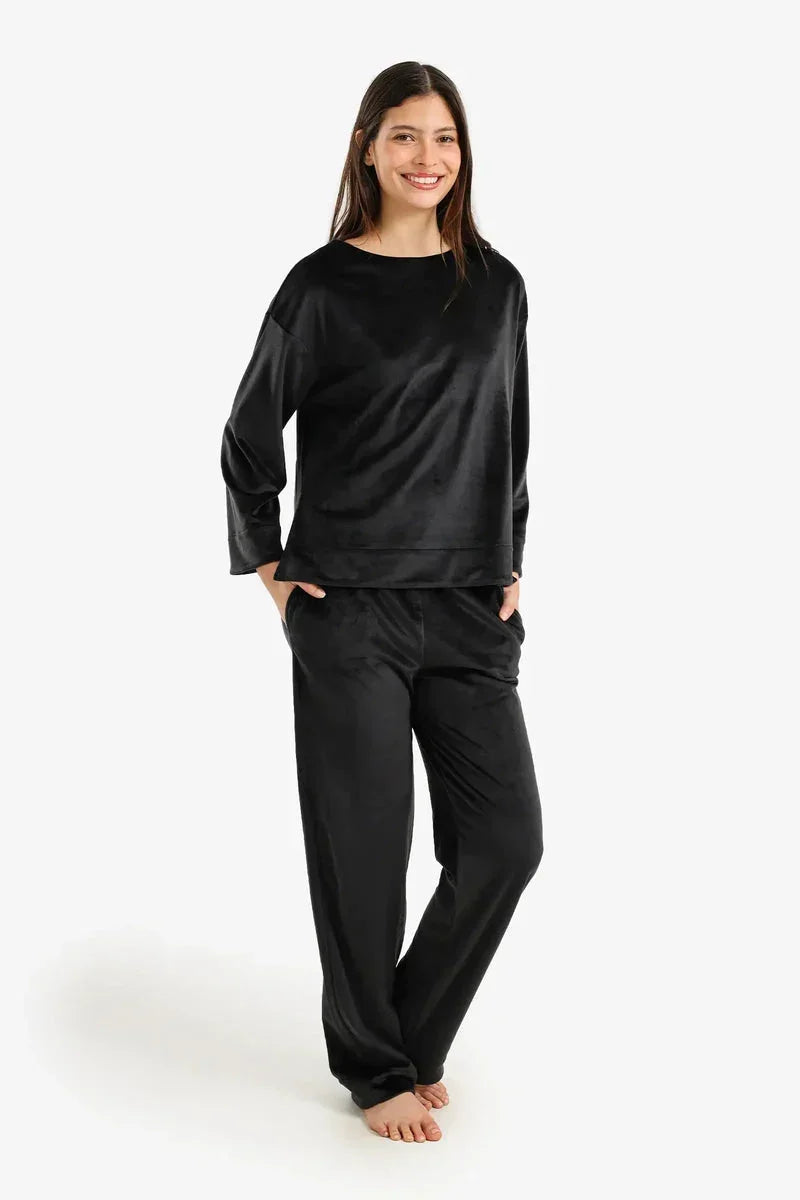 Velvet Long-Sleeve Pyjama Set - Carina 1