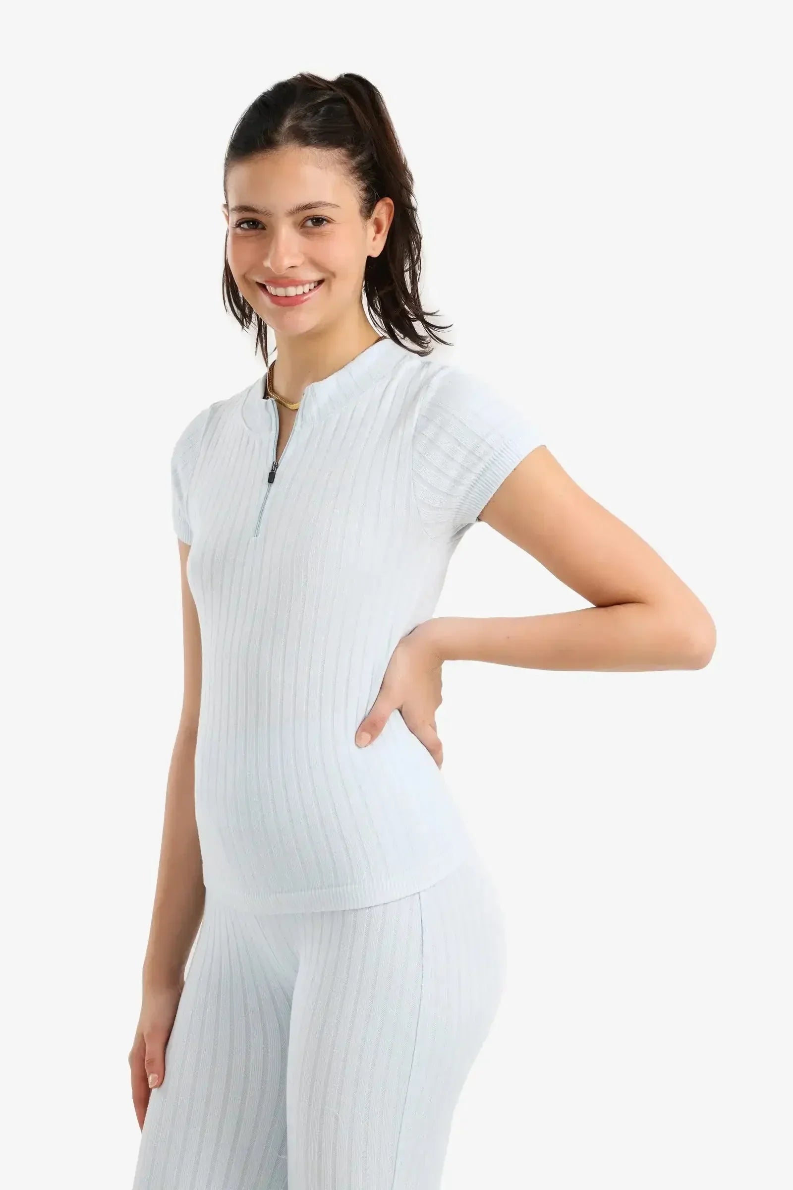 Carina - Ribbed Short Sleeve Top 2