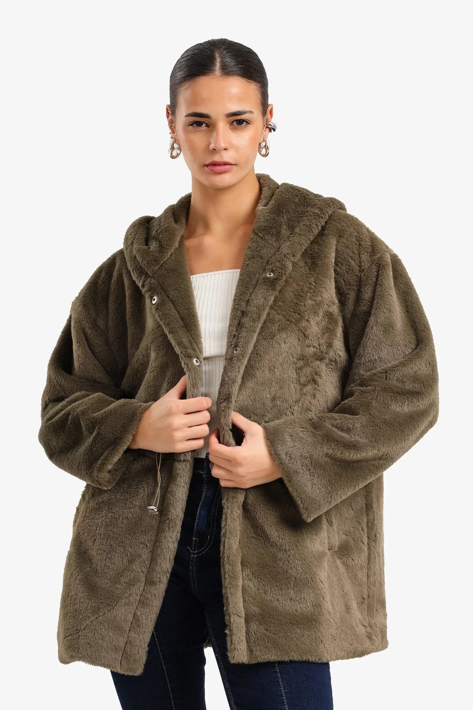 Clue - Hooded Faux Fur Coat 5