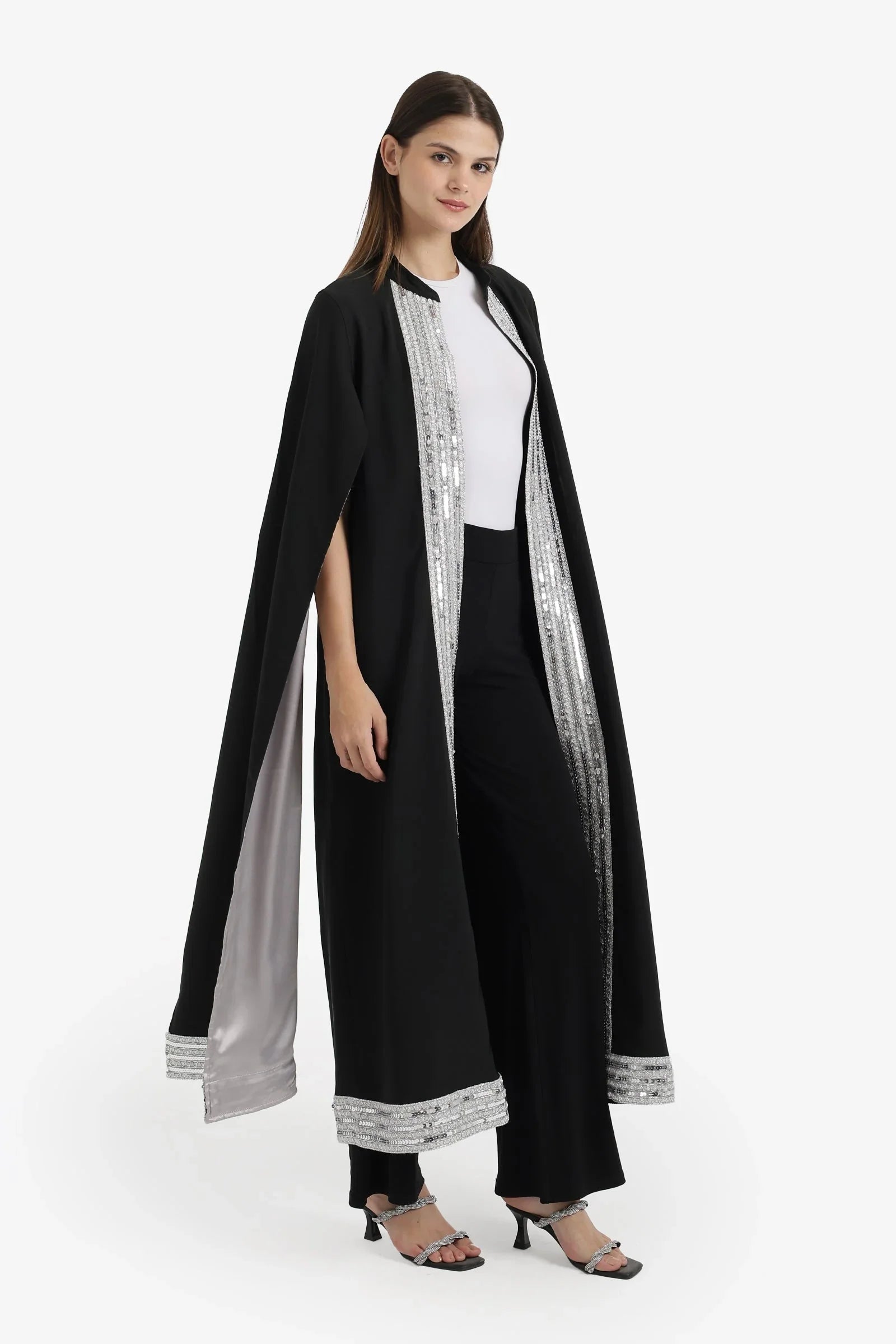 Sequin-Trimmed Cape Kimono - Carina 2