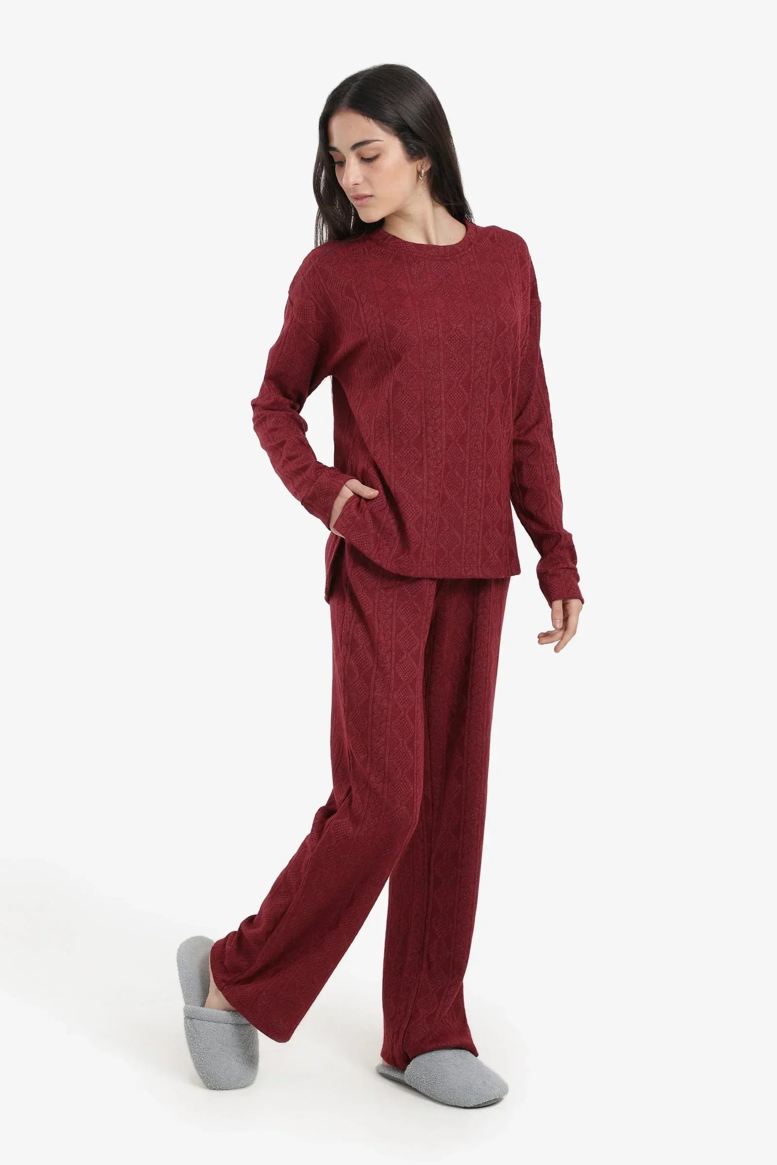 Carina - Self-Pattern Relaxed Pyjama Set 1
