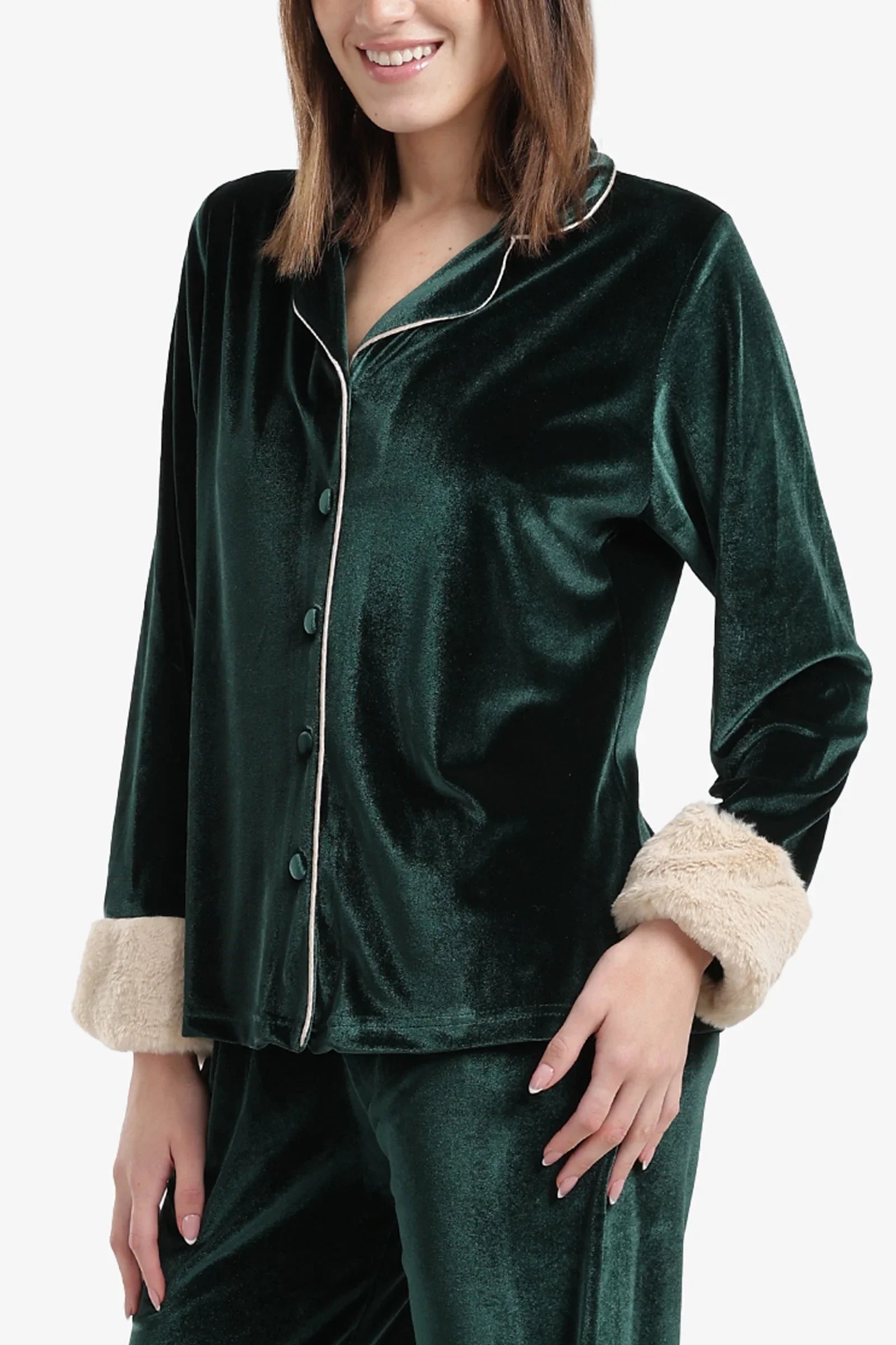 Carina - Velvet Button-Down Pyjama Set 4