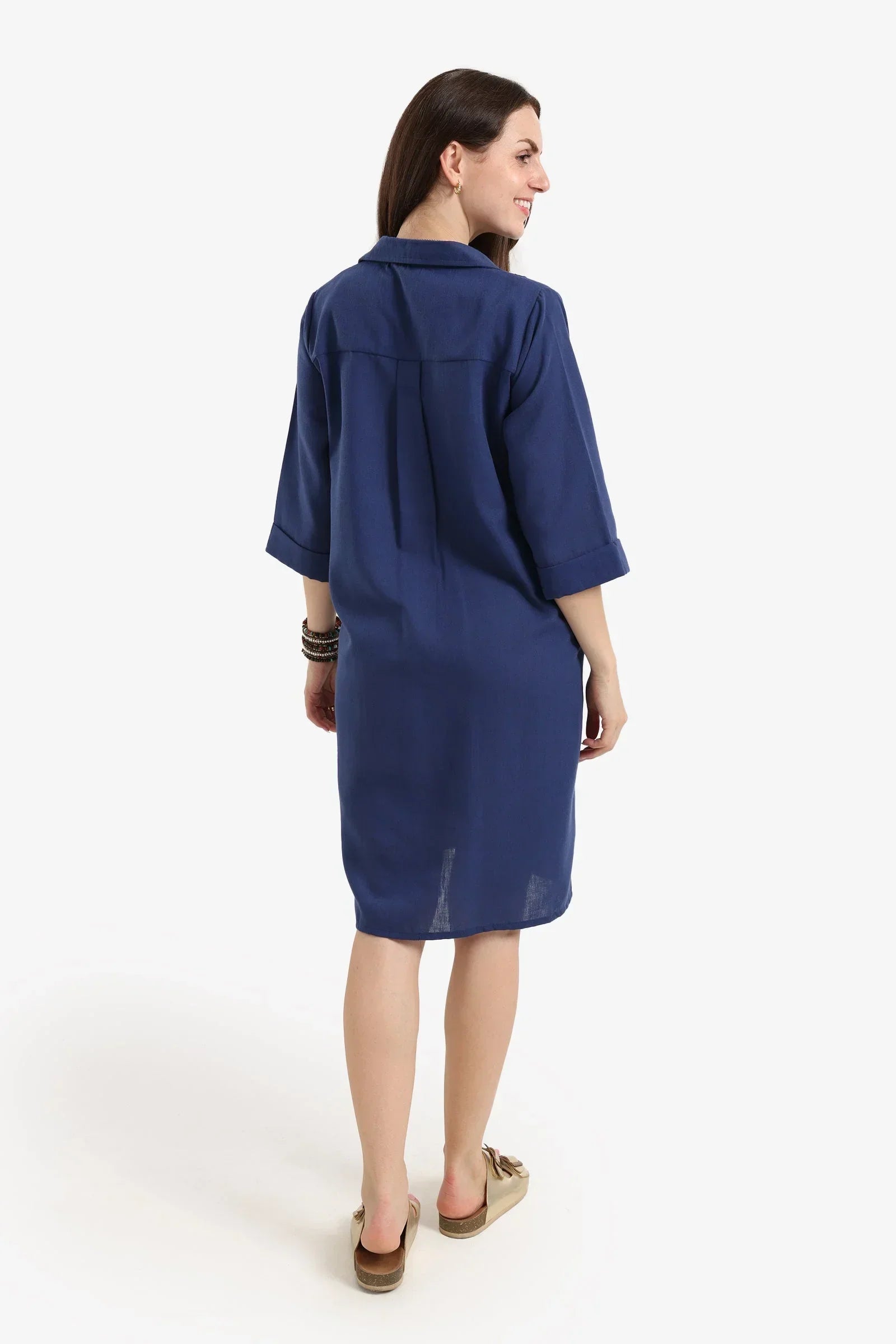 Clue - Tencel Collared V-Neck Dress 3