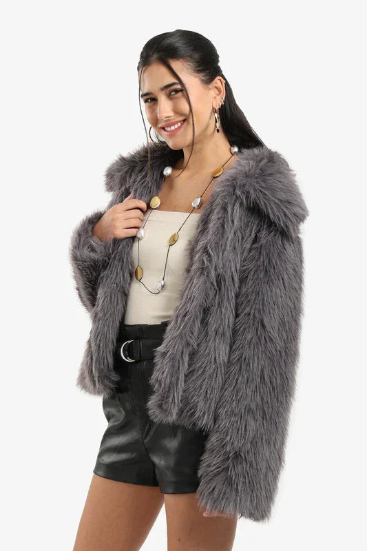 Sherpa Open Neckline Coat - Carina 13