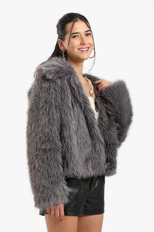 Sherpa Open Neckline Coat - Carina 18