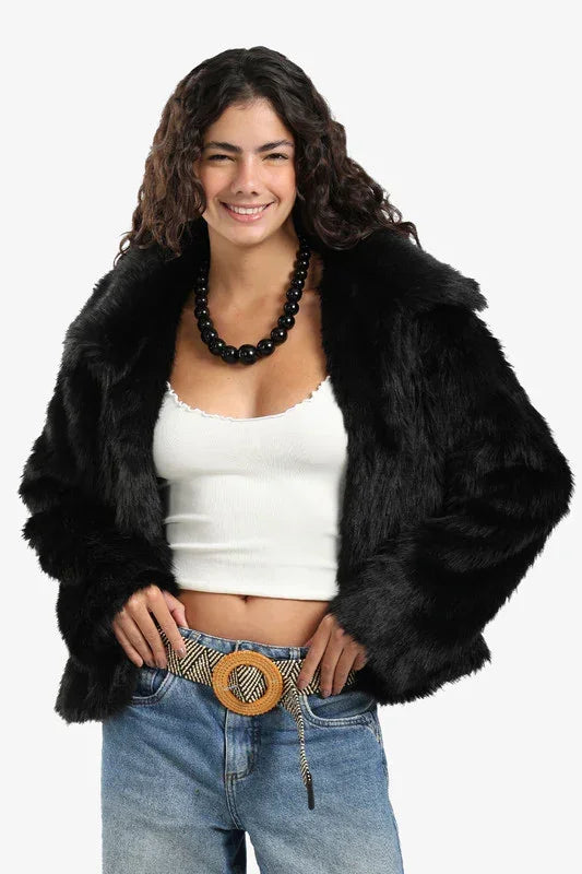 Sherpa Open Neckline Coat - Carina 1