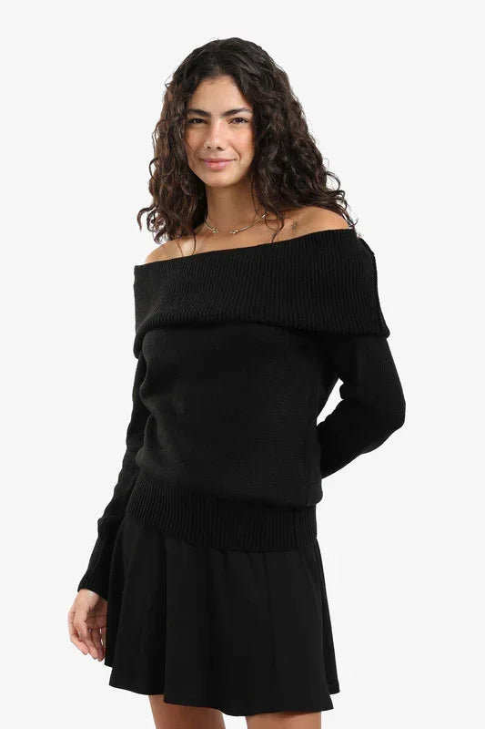 Carina - Off-Shoulder Ribbed Pullover 3