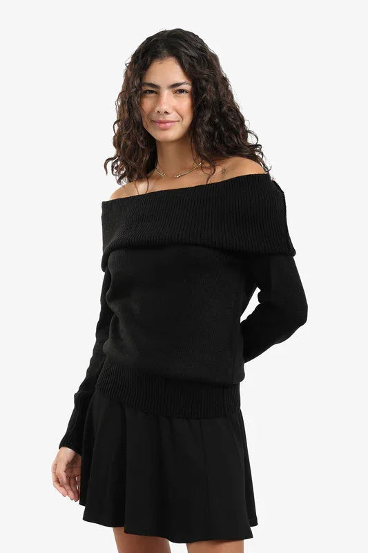 Carina - Off-Shoulder Ribbed Pullover 3