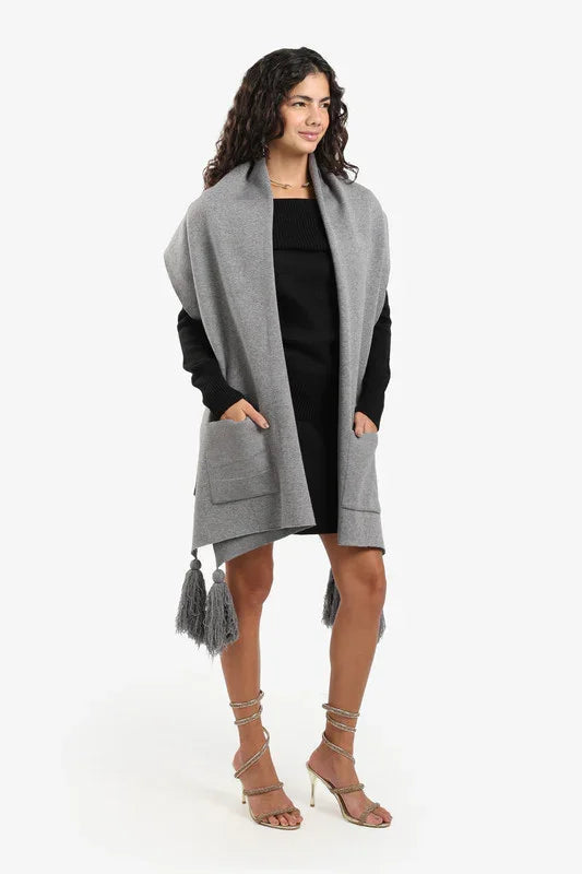 Carina - Knitted Poncho with Tassels 6