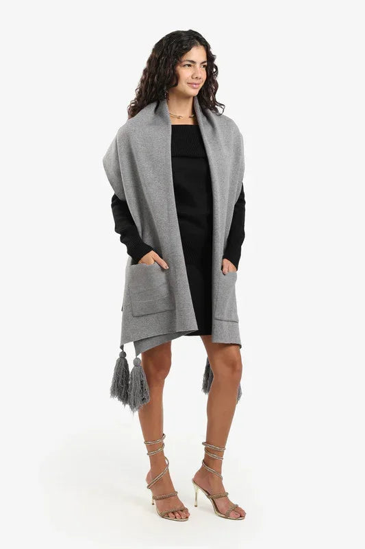 Carina - Knitted Poncho with Tassels 6