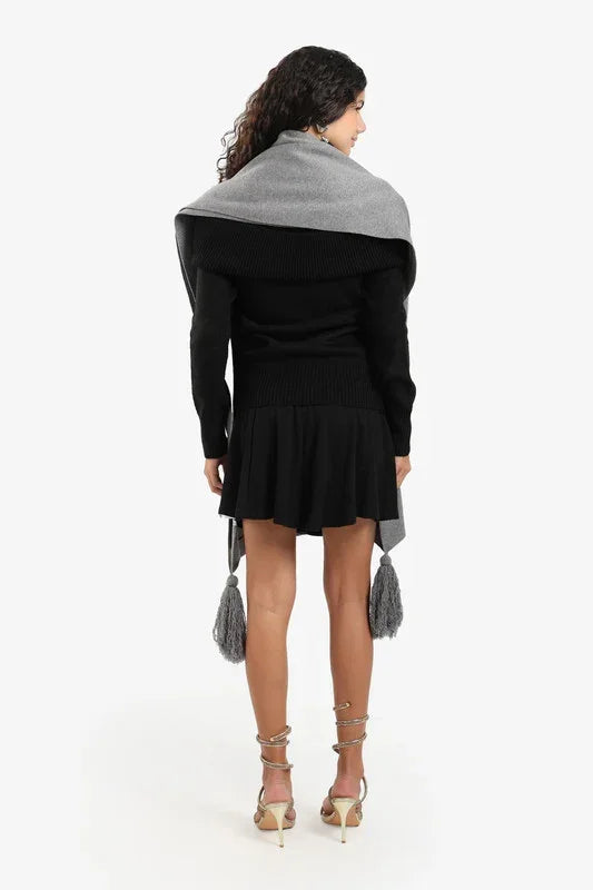 Carina - Knitted Poncho with Tassels 8