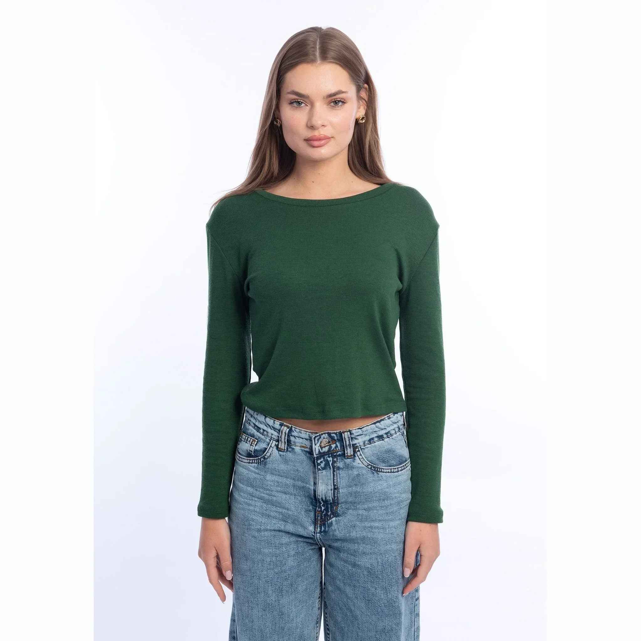 Long-sleeve Rounded-Neck Top - Viva - Babazzaro