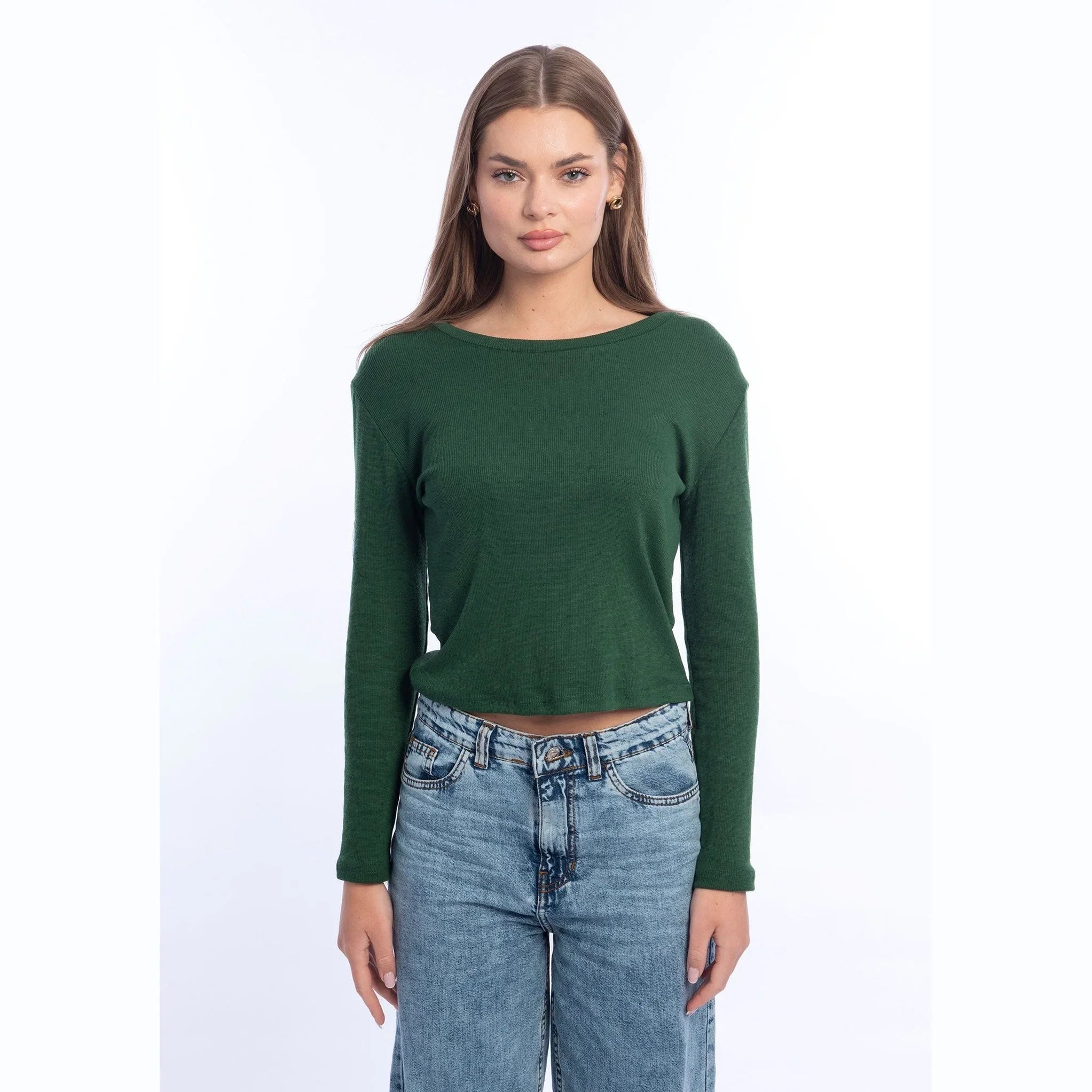 Viva - Long-sleeve Rounded-Neck Top 2