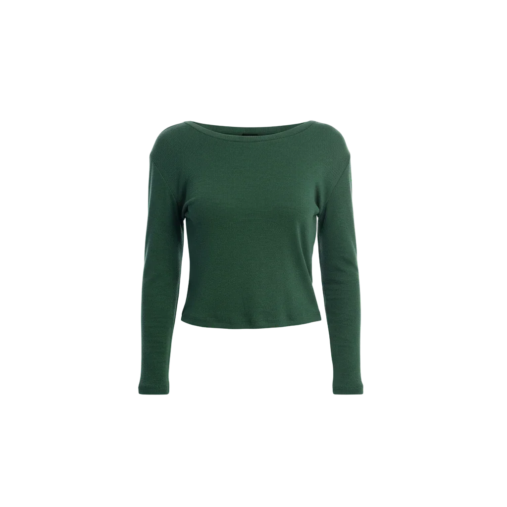 Viva - Long-sleeve Rounded-Neck Top 1