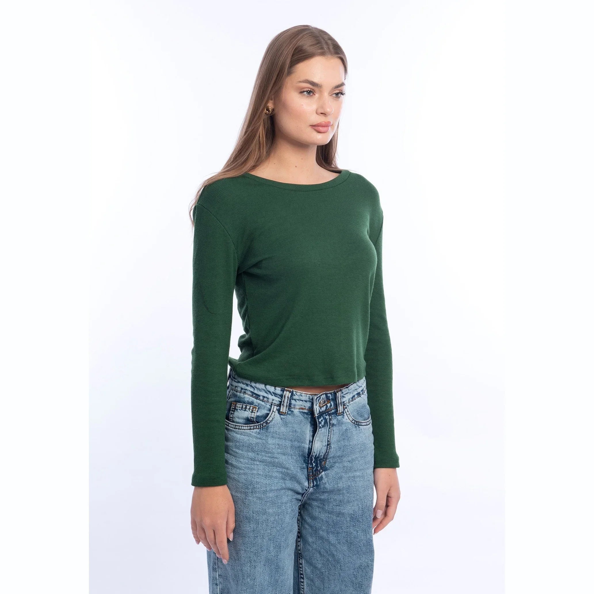 Viva - Long-sleeve Rounded-Neck Top 2