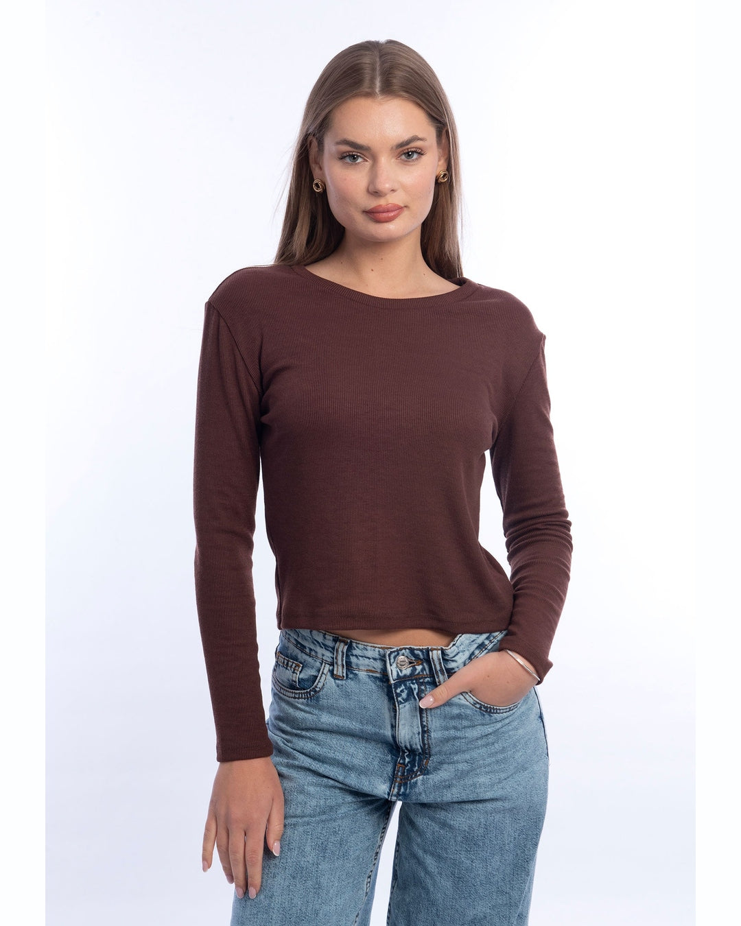 Viva - Long-sleeve Rounded-Neck Top 8