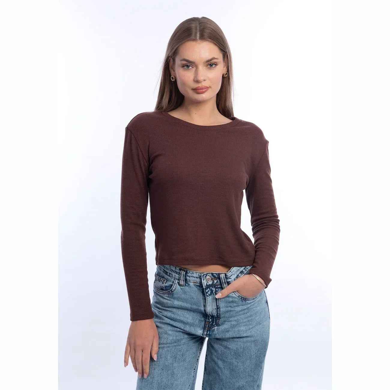 Long-sleeve Rounded-Neck Top - Viva