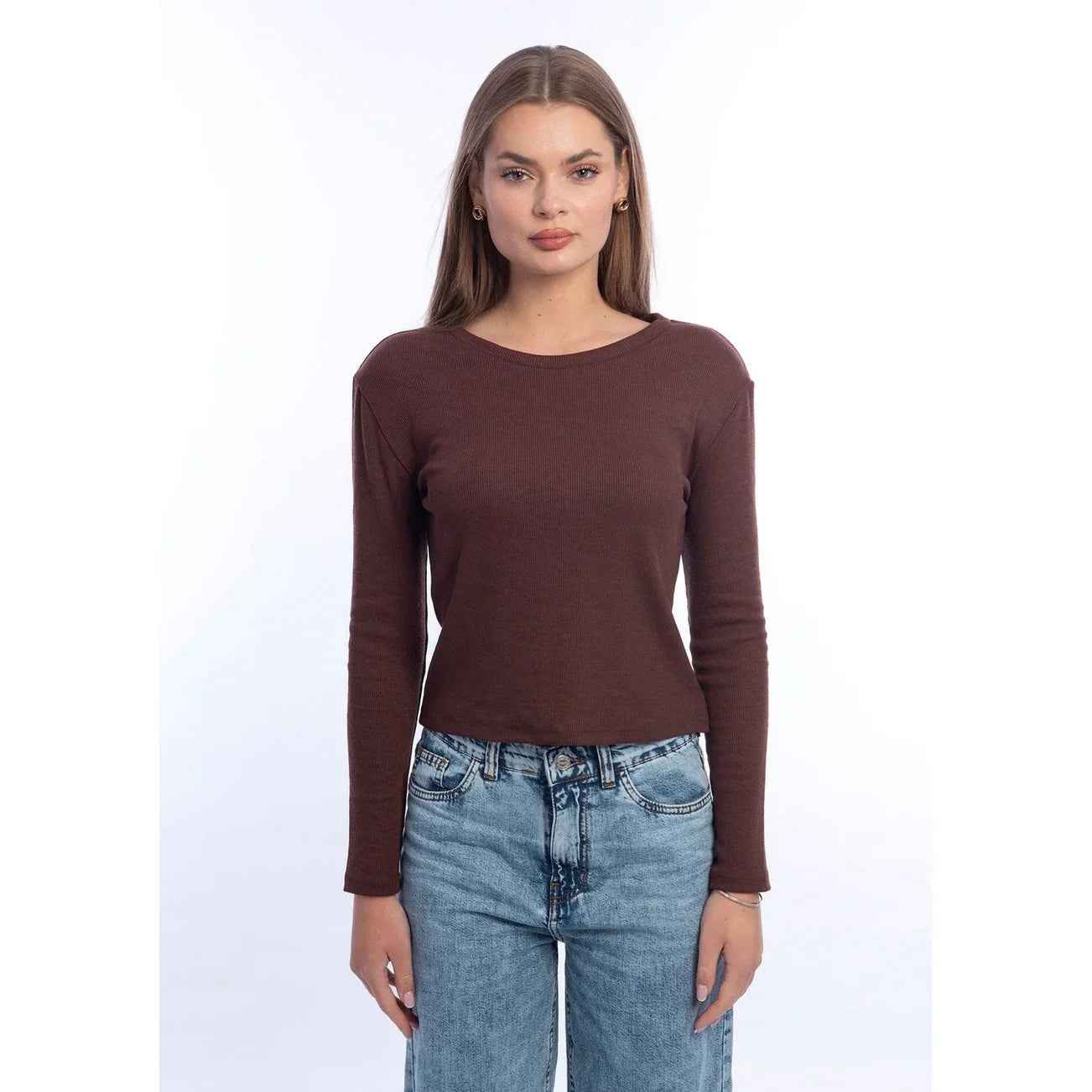 Long-sleeve Rounded-Neck Top - Viva - Babazzaro