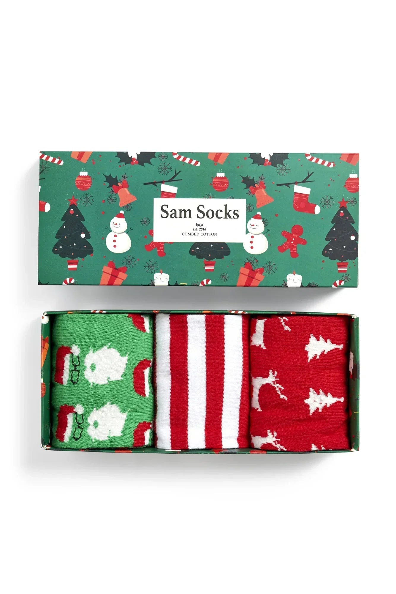 Men Set Of 3 Christmas Gift Santa Socks - Sam Socks - Babazzaro
