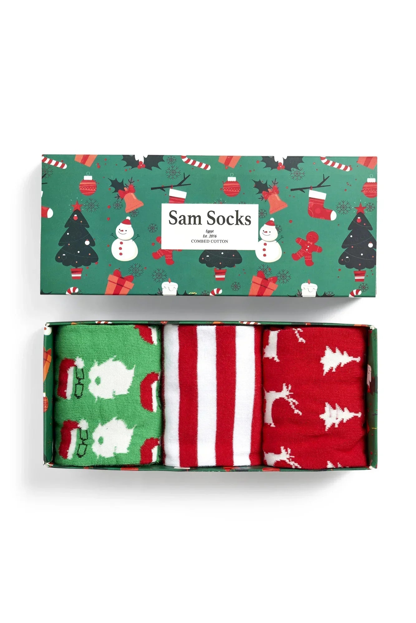 Women Set Of 3 Long Christmas Gift Socks Multi Color - Sam Socks - Babazzaro