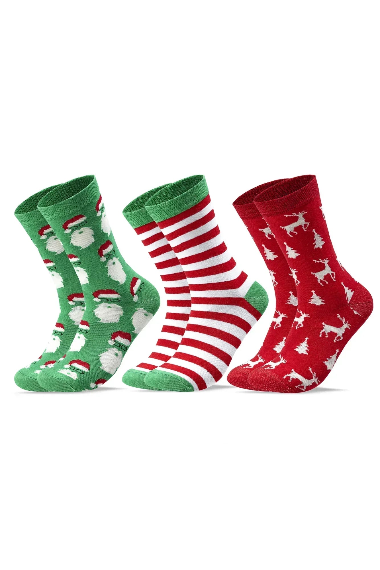Women Set Of 3 Long Christmas Gift Socks Multi Color - Sam Socks - Babazzaro