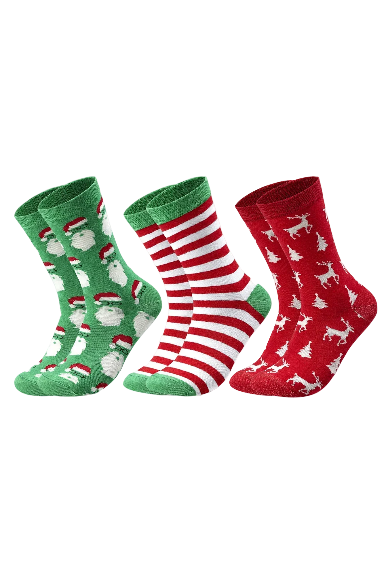 Women Set Of 3 Long Christmas Gift Socks Multi Color - Sam Socks - Babazzaro